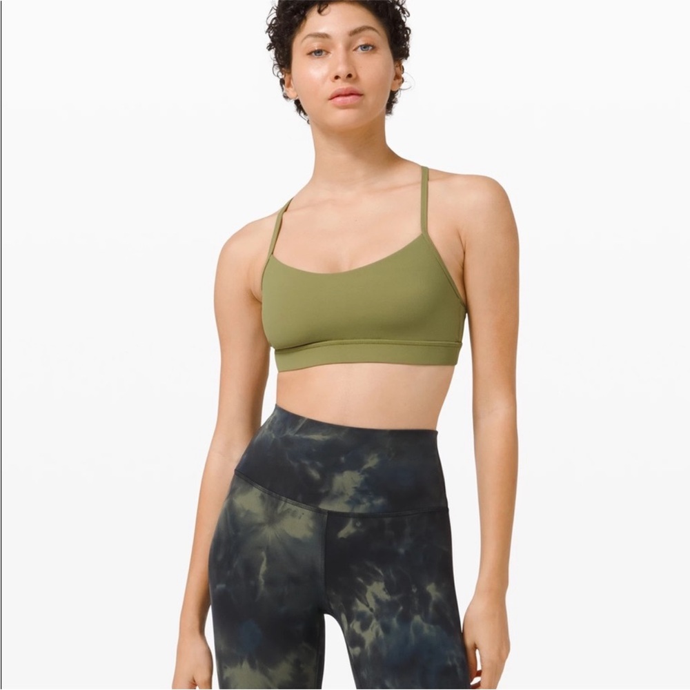Lululemon Flow Y Bra Nulu Light Support Olive Green Size 4